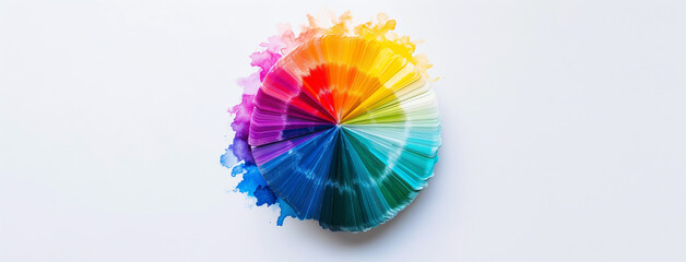 master palate paint color wheel with different colorful geometric swatches in a rainbow color tones in a circle   