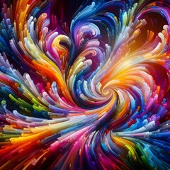Vibrant Vertex abstract colorful shapes swirling and converging in a radiant display