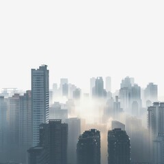 Obraz premium Photo of Smoggy Cityscape ,isolated on white background