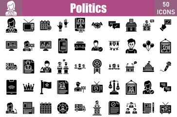 Politics Icons Set. Editable Stroke. Pixel Perfect