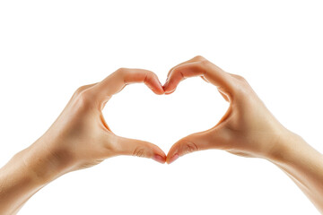 Fototapeta premium Two hands forming a heart shape on a transparent background. Concept of love and affection