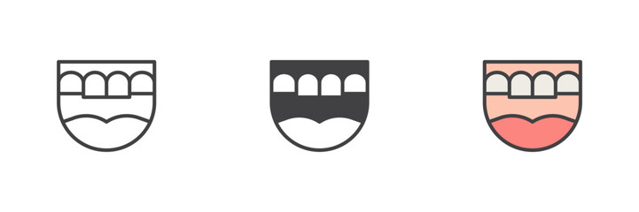 Prosthesis teeth different style icon set