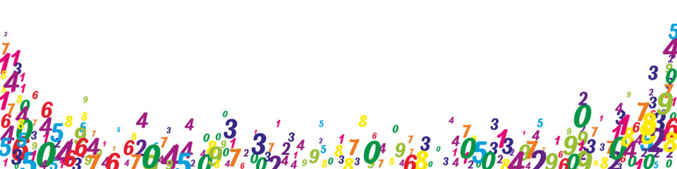 Flying colorful digits and numbers. School math