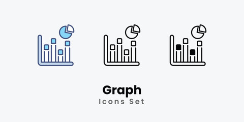 Graph Icons thin line and glyph vector icon stock illustration