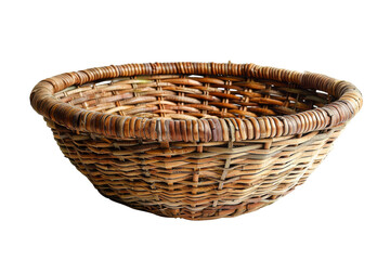 Fototapeta premium A basket made of straw sits on a transparent background. The basket is large and has a rustic appearance