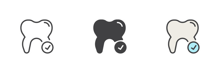 Check tooth different style icon set