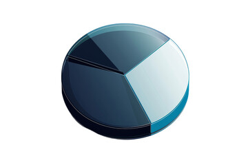 A blue and white pie chart with three slices