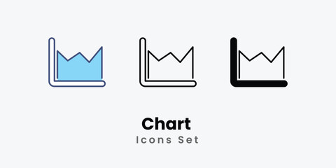 Chart Icons thin line and glyph vector icon stock illustration