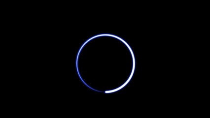 Abstract glowing neon circle and 3d illustration. Abstract beautiful colorful neon circle frame loading icon on black background.