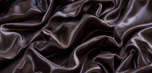 Deep chocolate crumpled fabric on widescreen display.