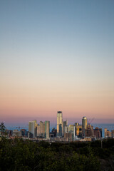 Scenic view of the city skyline of downtown Austin, Texas at sunset