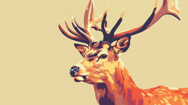 Closeup deer rusa Vector style vector design illustration