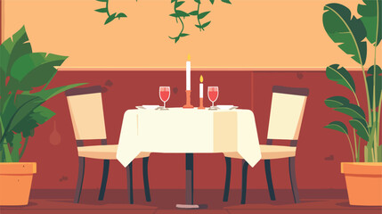 Reserved restaurant or cafe table with tablecloth can