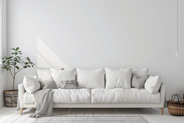 White wall living room have sofa and decoration,3d