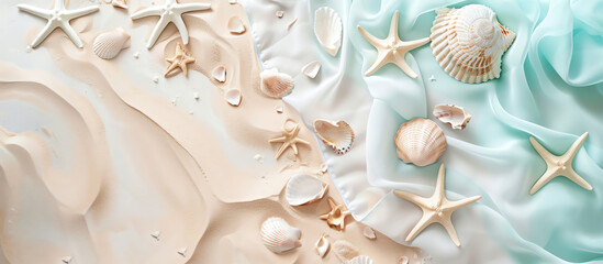 Summer Serenity: Pastel Beachscape with Starfish and Shells