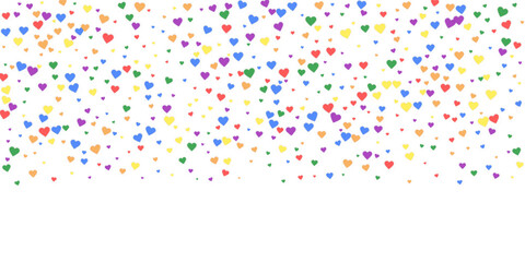Rainbow colored scattered hearts. LGBT valentine