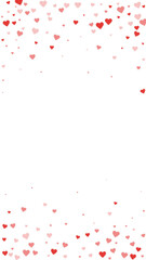 Obraz premium Red hearts scattered on white background.