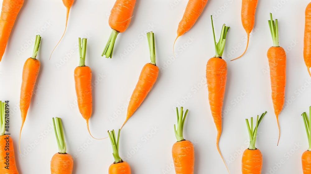 Sticker Fresh organic carrots neatly arranged on a bright surface. Perfect for healthy lifestyle themes. Vibrant orange color stands out. Ideal for culinary backgrounds. AI