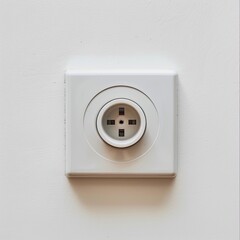 Single electric European wall socket with marble tiles.