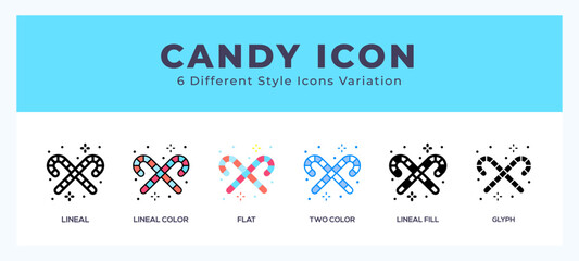 Candy icon set with different styles. Design elements for logo. Vector illustration.