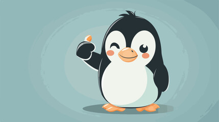 Cute adorable penguin thumb up Vector style vector