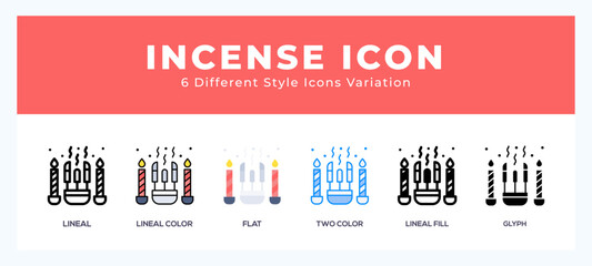 Incense pack of icons. vector illustration.