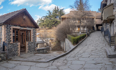 Regions of Armenia. City of Dilijan. Original architecture. Tavush region. Houses on slopes of...