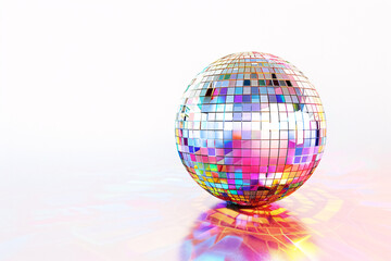 Obraz premium Colorful disco ball reflects light on a bright background