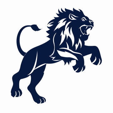 recommend clip art: a black and white lion with its mouth open