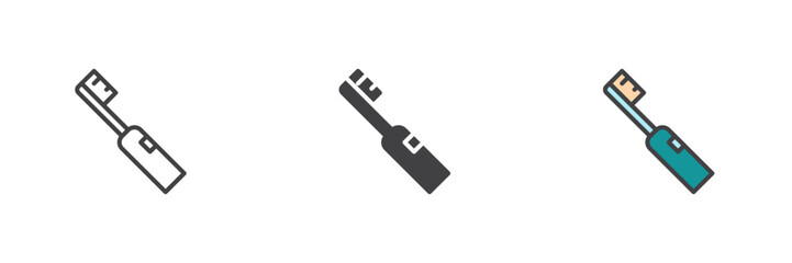 Electric toothbrush different style icon set