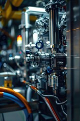 Detailed view of a machine in a factory, suitable for industrial concepts