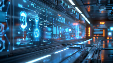 Fototapeta premium Innovative fuel cell display showing clean energy with technical diagrams.