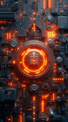 Obraz premium Intricate Secret Lair Entrance with Detailed Circuitry and Sonoluminescent Elements