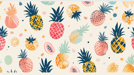 Seamless pattern with pineapples of various color 