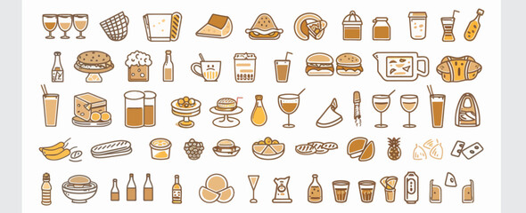 a bunch of different types of food and drinks