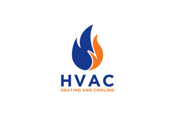 HVAC service logo design with heating and cooling.