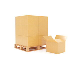 cardboard boxes on white background