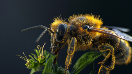 A bee sucking nectar