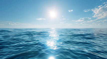 Obraz premium The sun shines in the middle of the sea