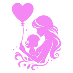 silhouettes of mother with child vector illustration