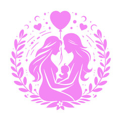 silhouettes of mother with child vector illustration