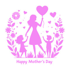 silhouettes of mother with child vector illustration