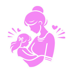 silhouettes of mother with child vector illustration