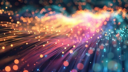 Obraz premium A colorful, abstract image of a light show with many small, bright dots