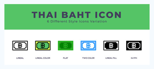 Thai baht icon set. Design elements for logo
