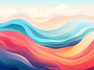 Clean wave patterns flat design side view rhythmic flow theme water color Splitcomplementary color scheme