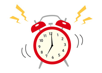 目覚まし時計が鳴っているイラスト