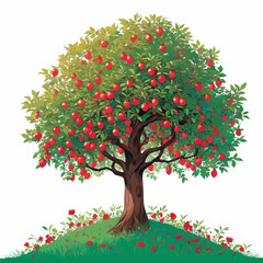 an apple tree with lots of red apples on it