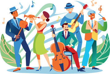 Flat illustration of a jazz musicians, vector illustration.