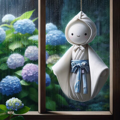 Traditional Japanese doll wishing for clear skies